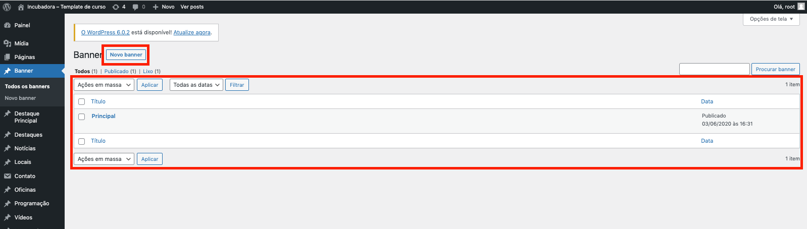 Vis�o geral p�gina banner