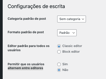 Configura��o do editor de texto