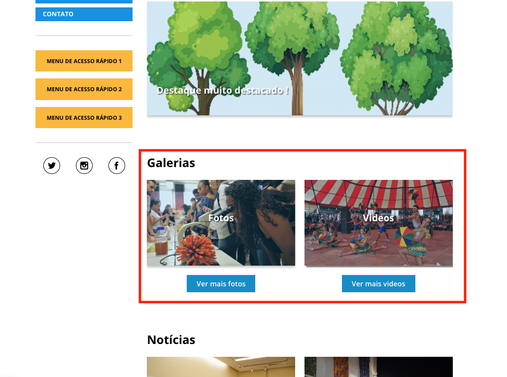 Exemplo de destaques