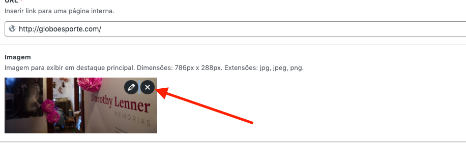 Editar imagem do destaque principal