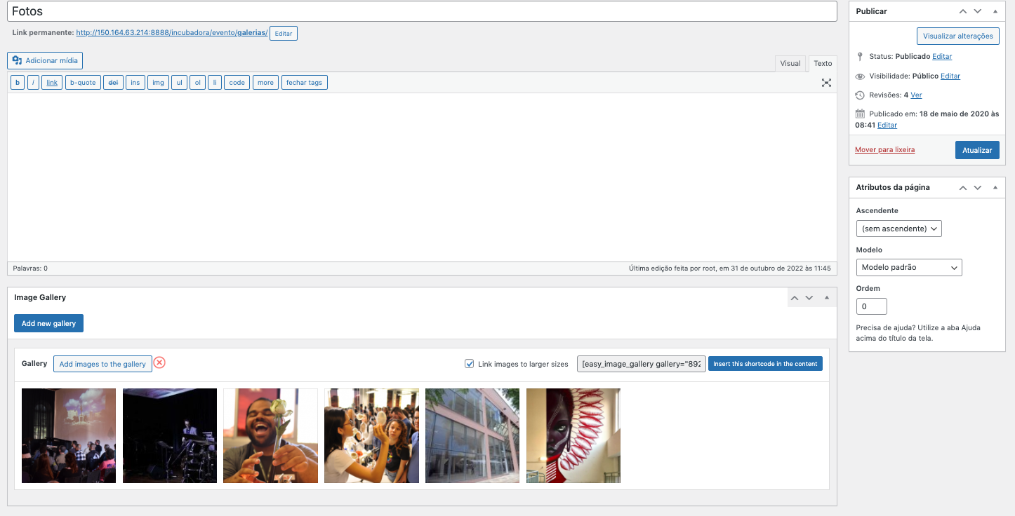 Image Gallery preenchido