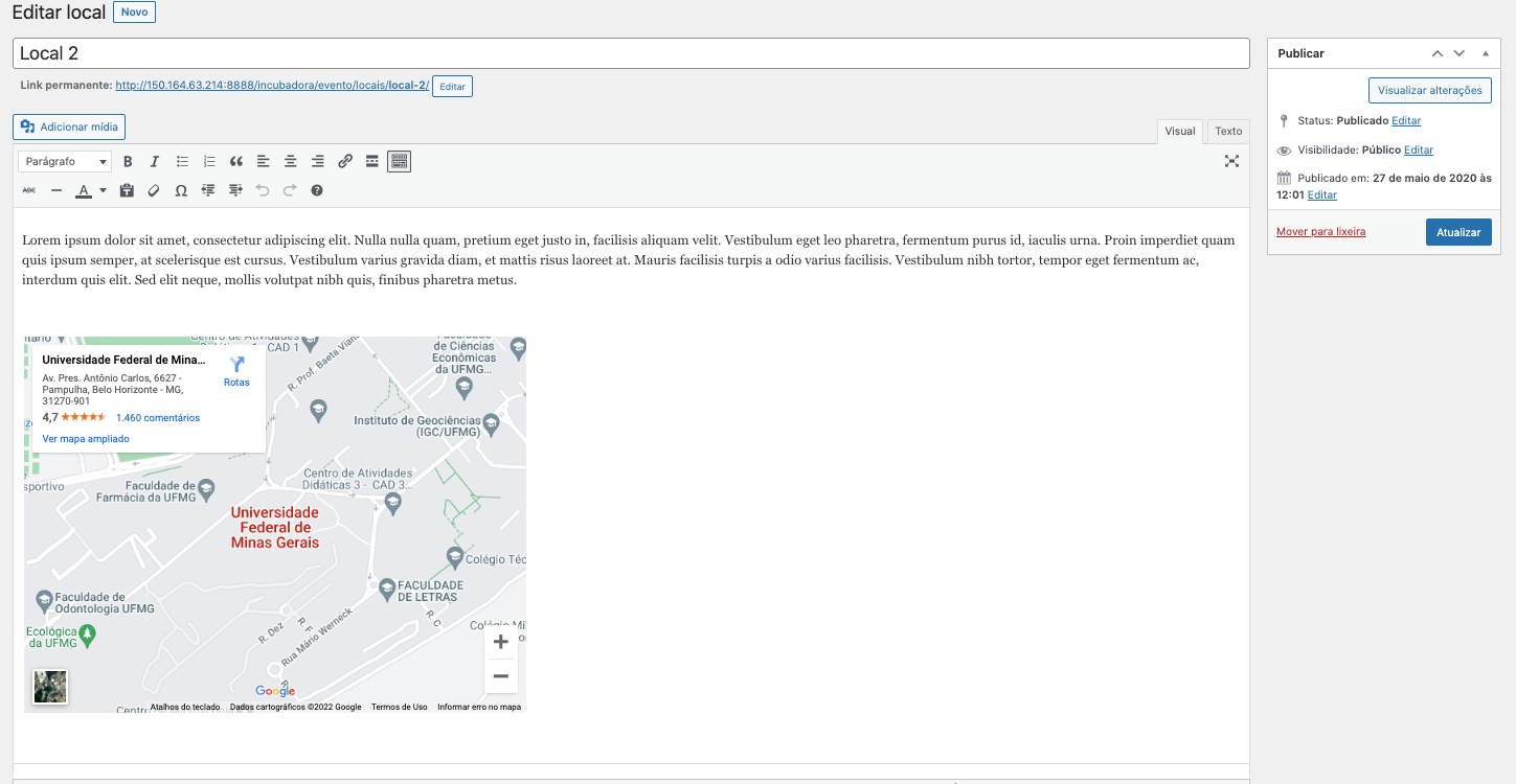 Vis�o geral pagina edi��o local