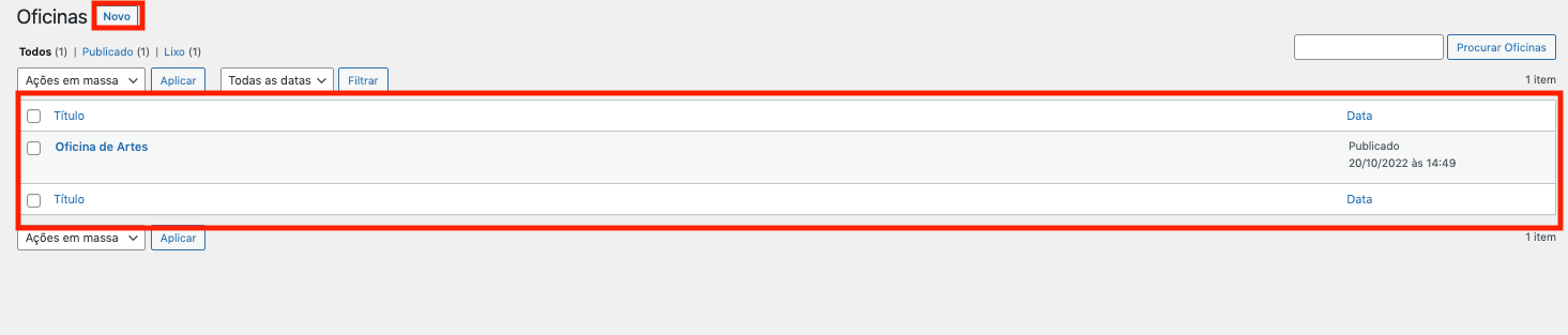 Vis�o geral p�gina de oficinas