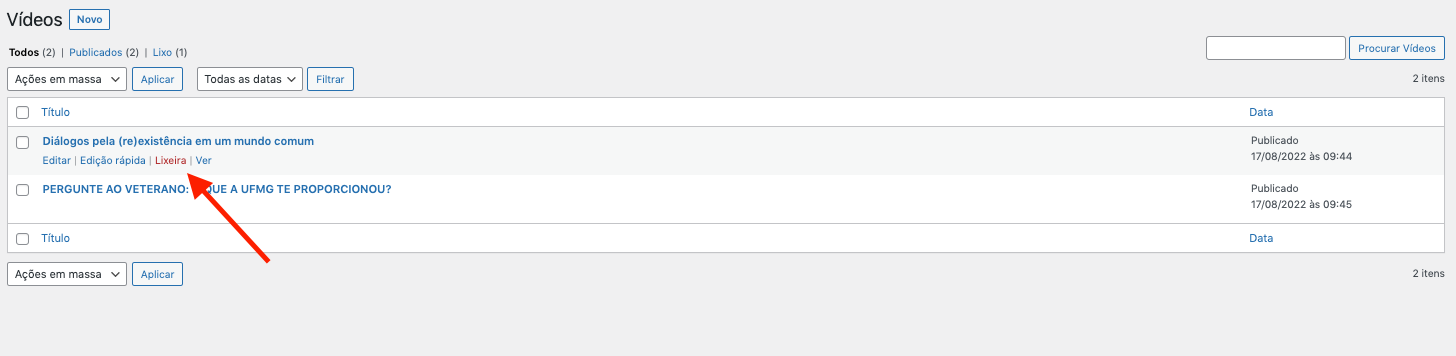 Menu Localizado V�deos