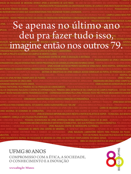 An&uacute;ncio da UFMG 80 Anos: Se apenas no &uacute;ltimo ano deu pra fazer tudo isso, imagine ent&atilde;o nos outros 79