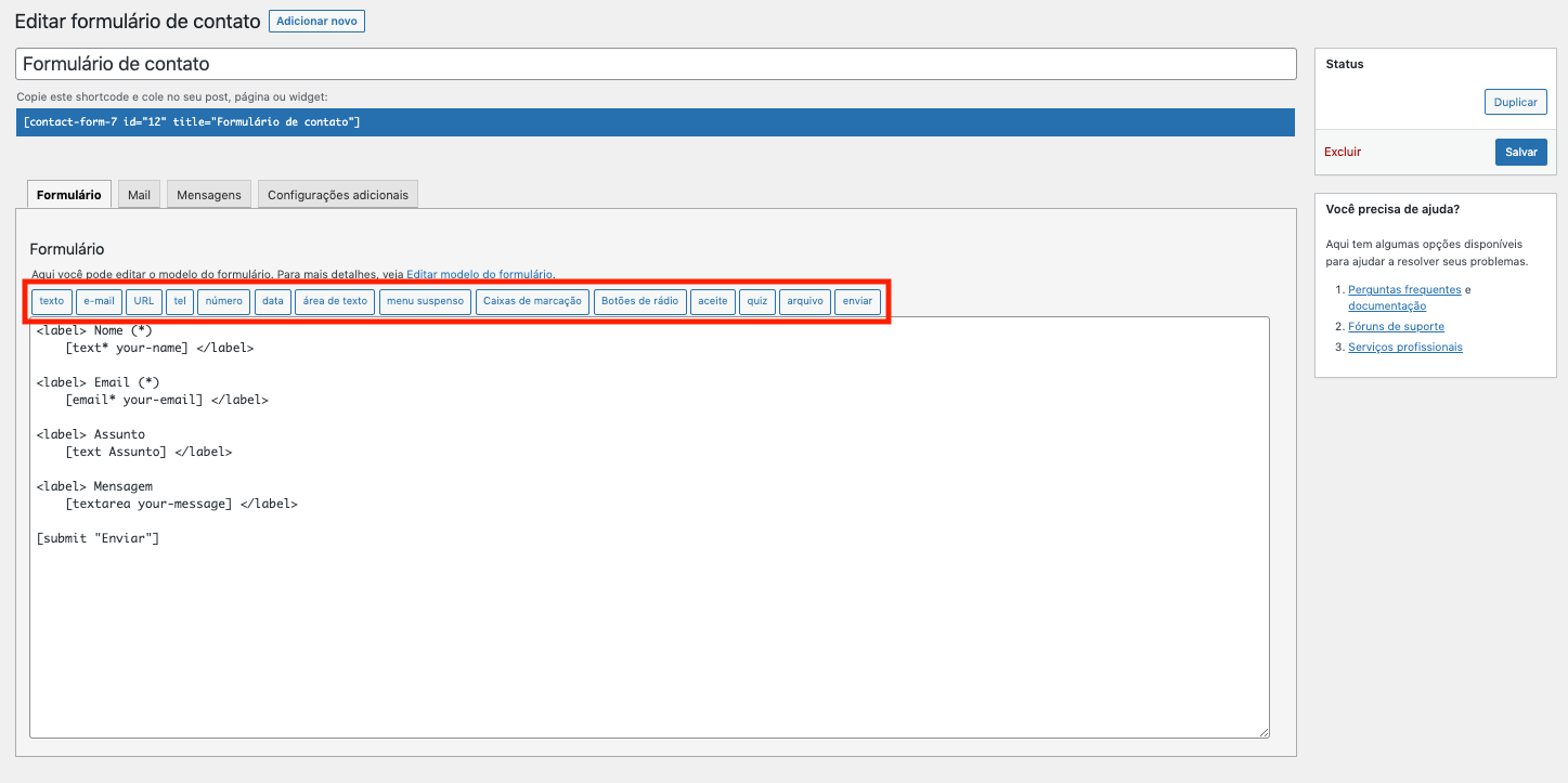 Visão geral modificar contato