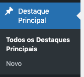 Menu localizado destaque principal