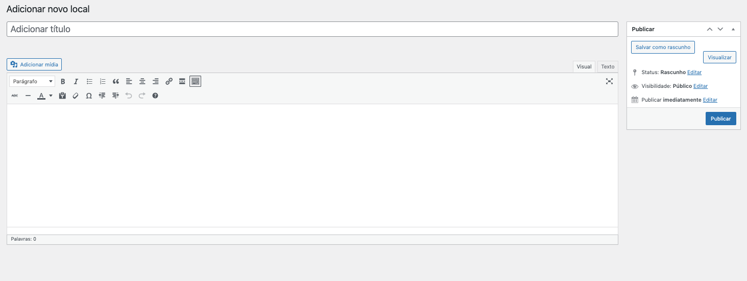 Visão geral criar locais