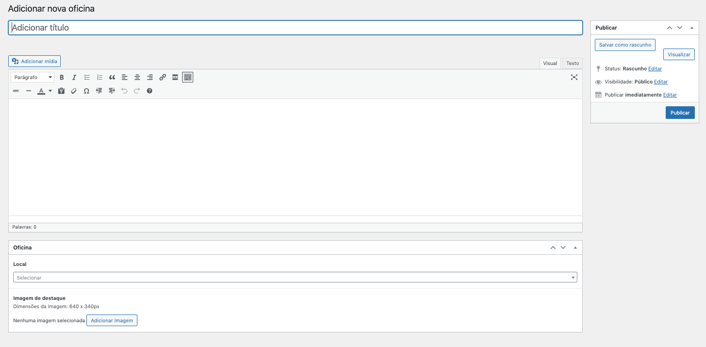 Visão geral criar oficinas