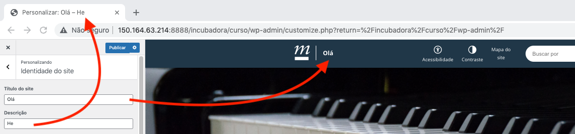 Titulo da página e descrição.
