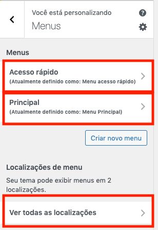 Visão geral personalizar-menu