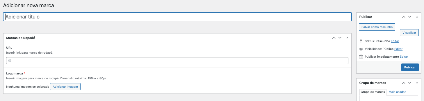 Página criar rodapés